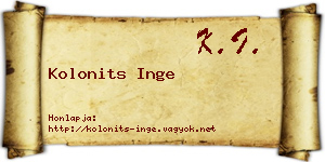Kolonits Inge névjegykártya